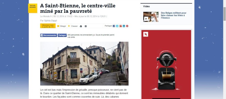 Le centre-ville de Saint-Etienne représentatif de la pauvreté urbaine en France selon Le Monde