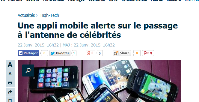 Une appli mobile pour retrouver les interventions médiatiques de stars et politiques