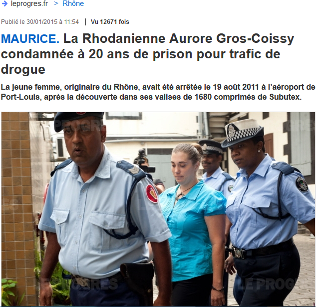 Aurore Gros-Coissy condamnée - 20 ans prison trafic de drogue
