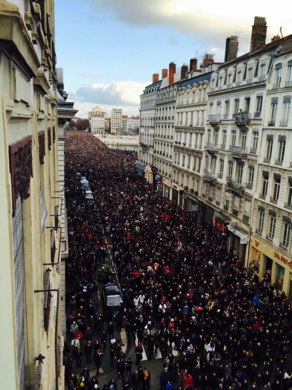 La Marche républicaine du dimanche 11 janvier 2015 à Lyon. Crédit : Bernardo.