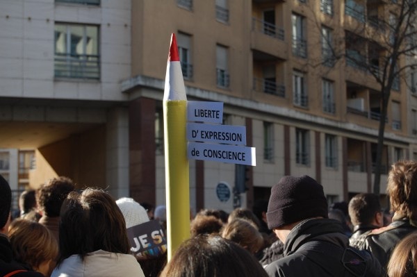 Dans le cortège à Lyon de la marche républicaine dimanche 11 janvier 2015 / © BE Rue89Lyon