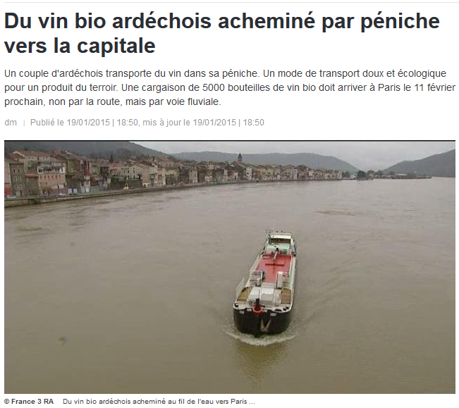 vin bio ardéchois - péniche