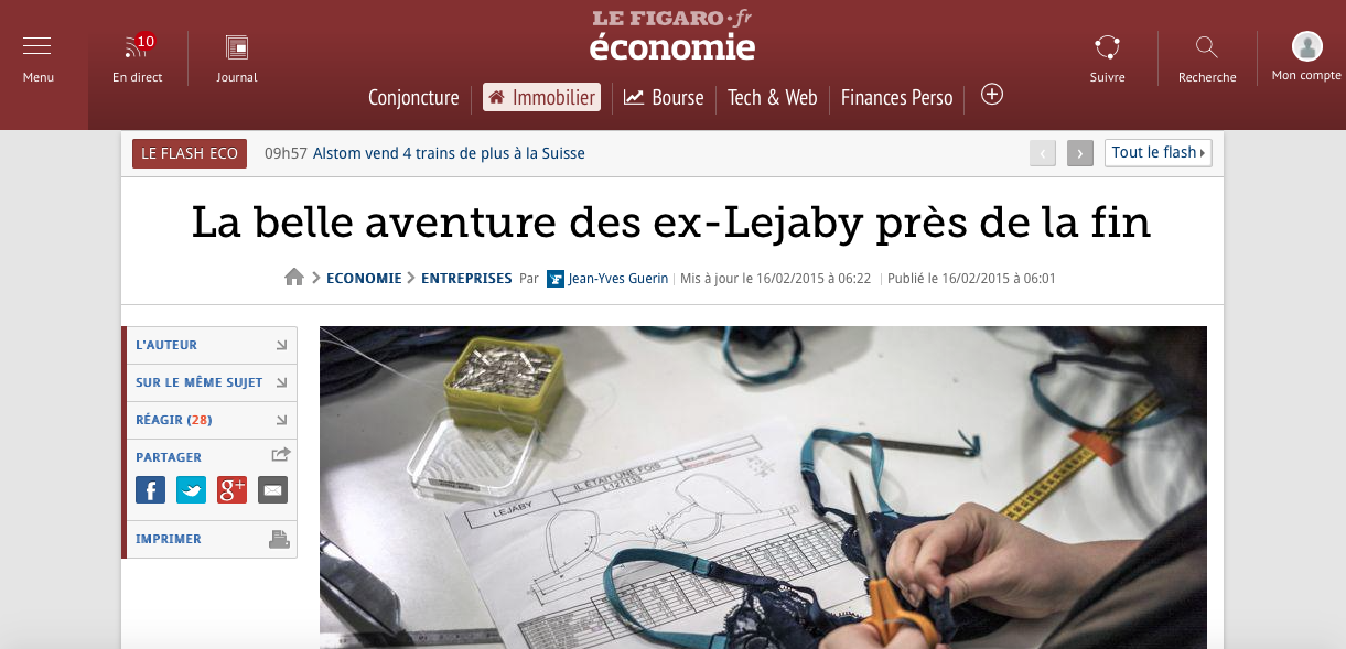 Future liquidation pour Les Atelières (ex-Lejaby) de Villeurbanne ?