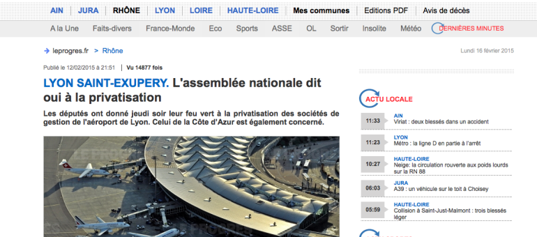 La privatisation de l’aéroport de Lyon Saint-Exupéry amorcée