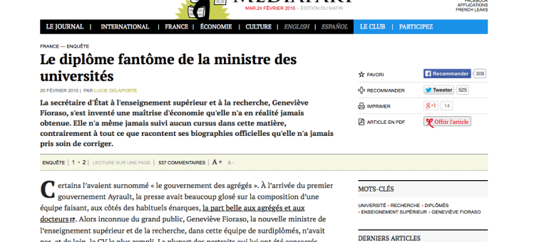 La ministre des universités Geneviève Fioraso s’invente un diplôme