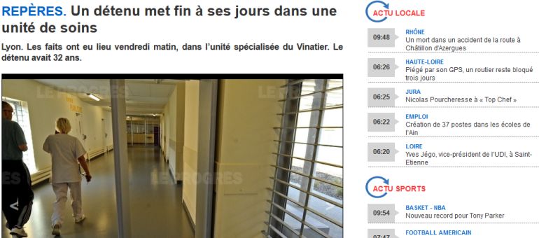 Un détenu se suicide dans une unité spécialisée du Vinatier