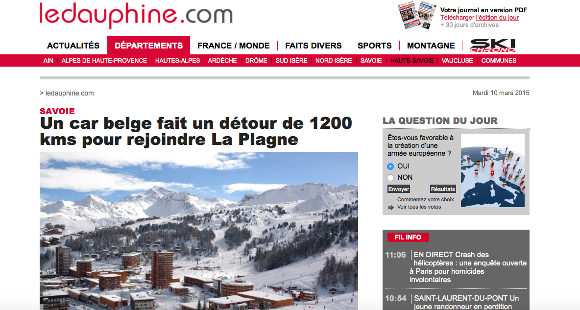 Histoire belge : un car fait un détour de 1200 kilomètres pour rejoindre La Plagne