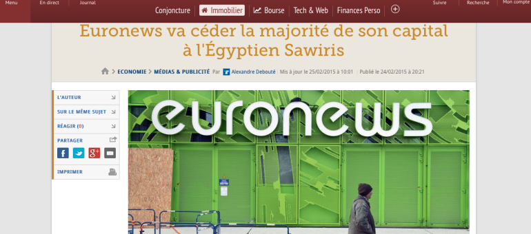 La chaîne Euronews rachetée par un milliardaire égyptien
