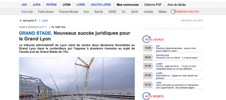 Le combat juridique contre le Grand Stade de l’OL freiné