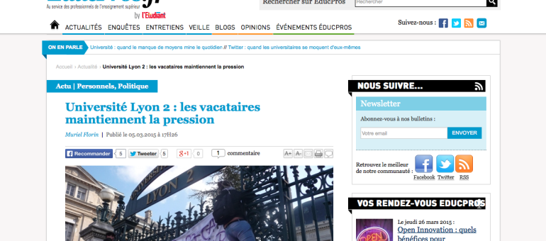 A l’université Lyon 2, les vacataires maintiennent la pression