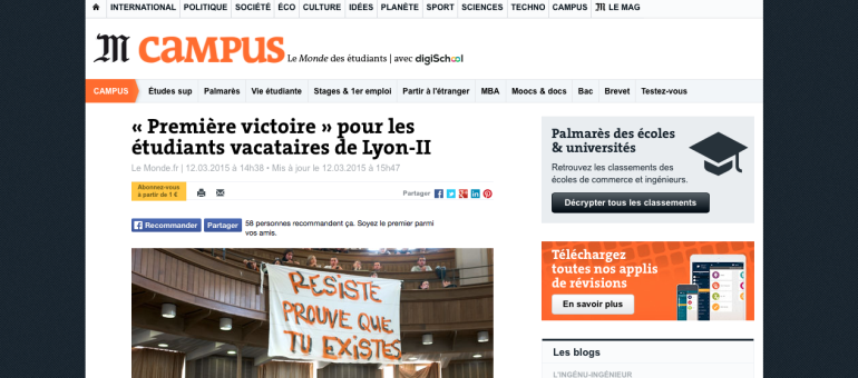 Les vacataires de Lyon 2 obtiennent une « première victoire »