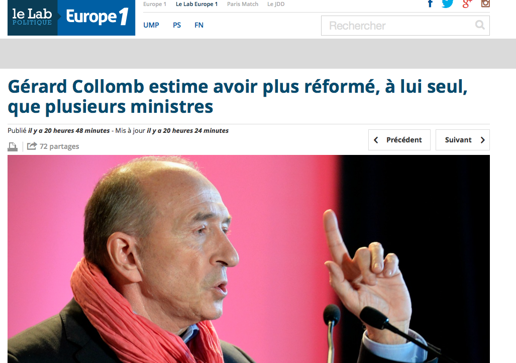 Réformes : Gérard Collomb se trouve plus efficace que Hollande et son gouvernement