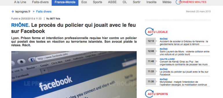 Un policier lyonnais jugé pour des propos islamophobes sur Facebook