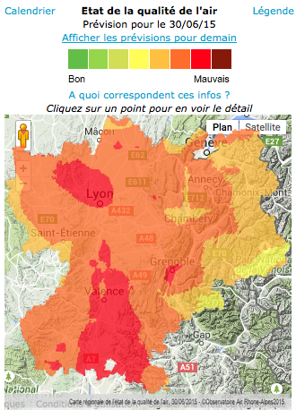 Canicule = Pic de pollution à l’ozone en Rhône-Alpes