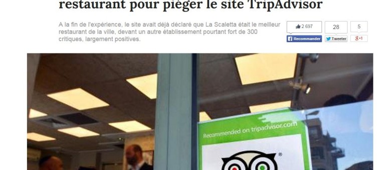 Tripadvisor piégé : le site surclasse un restaurant… qui n’existe pas
