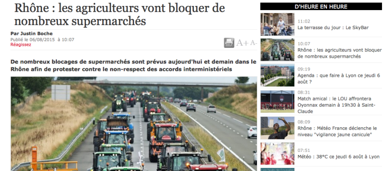 Les actions des agriculteurs se poursuivent dans le Rhône