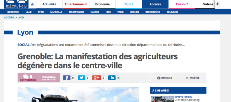 Grenoble : dégradations au cours d’une manifestation d’agriculteurs