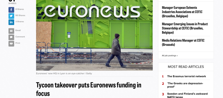 Le rachat d’Euronews inquiète toujours à Bruxelles