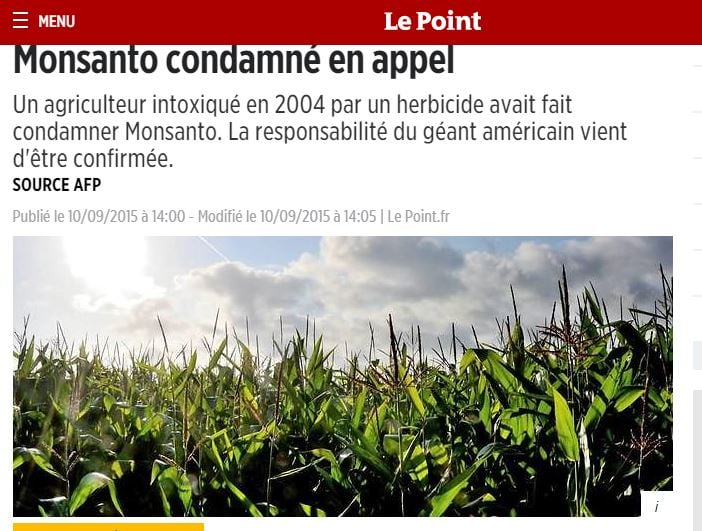 Agriculteur intoxiqué : le géant américain Monsanto condamné en appel