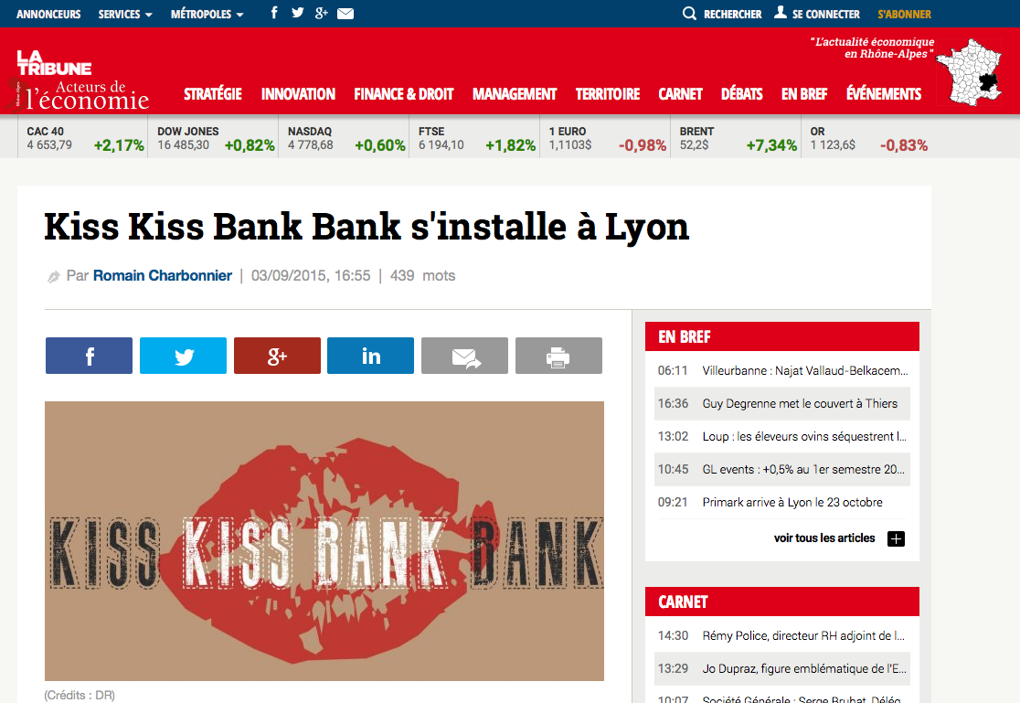 Un bureau de Kiss Kiss Bank Bank ouvre à Lyon