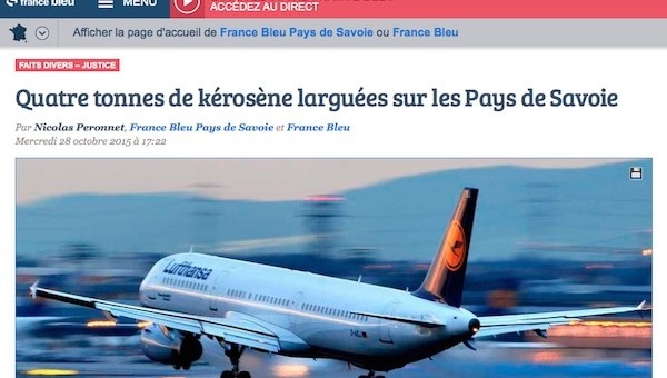 « Fuel dumping » : quatre tonnes de kérosène larguées entre Chambéry et le lac Léman