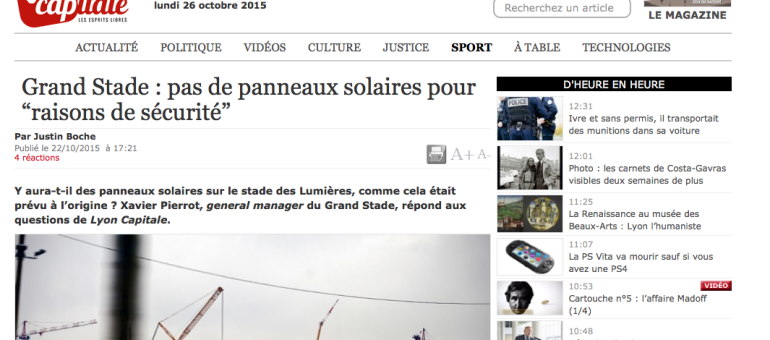Grand Stade de l’OL : exit les panneaux photovoltaïques