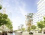 Perspective de la rue des Girondins depuis l'avenue Jean-Jaurès. La rue sera prolongée depuis la rue Félix Brun jusqu'à la station de métro. C'est sur cette portion que des commerces devraient être implantés en pied d'immeubles.