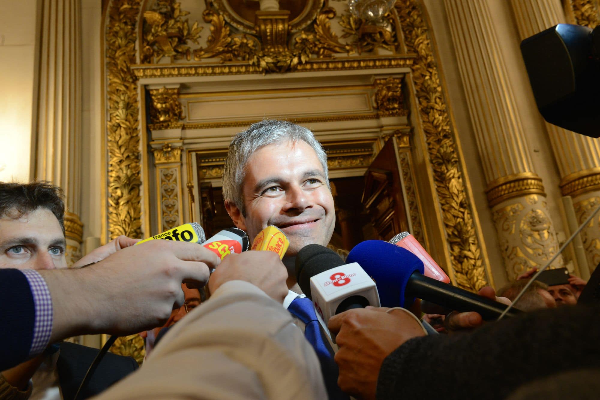 Laurent Wauquiez au soir du premier tour à la préfecture du Rhône. Crédit : Eric Soudan.