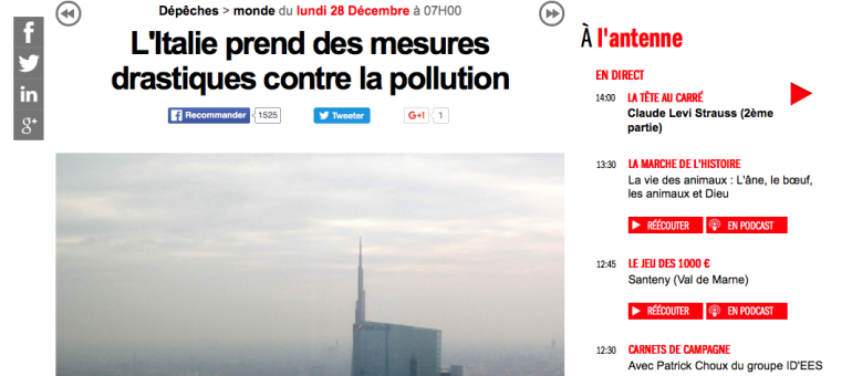 Pollution : à Milan les voitures restent trois jours au garage