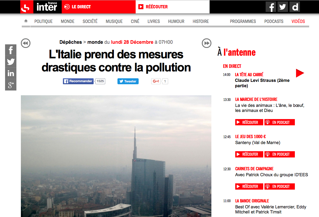 Pollution : à Milan les voitures restent trois jours au garage