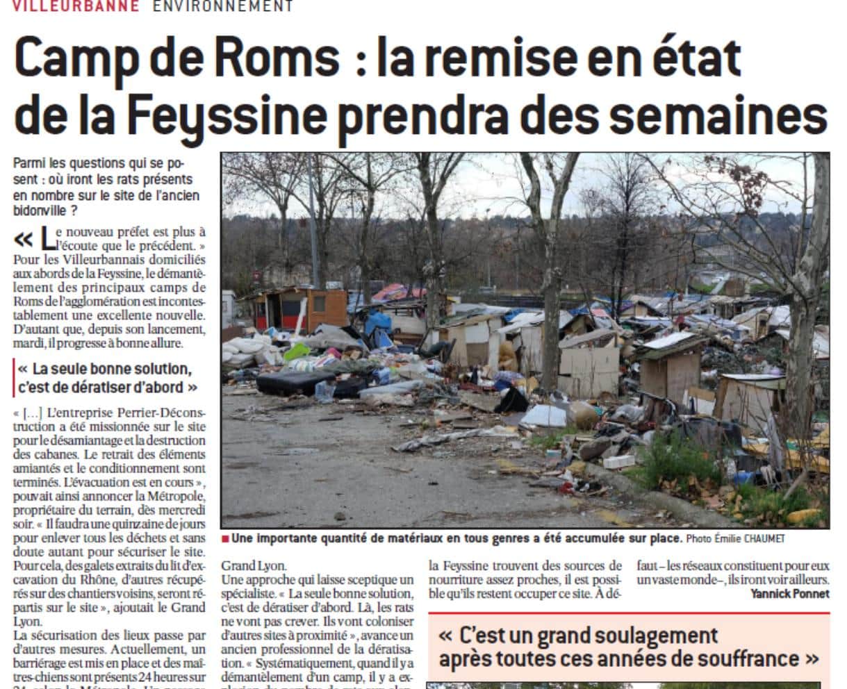 La presse locale et les rats dans les bidonvilles de Roms