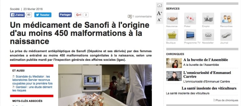 Un médicament de Sanofi responsable de malformations sur des foetus