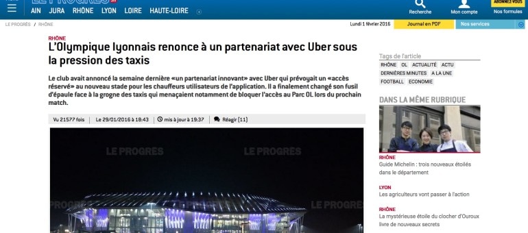 Les taxis font voler en éclat le partenariat entre l’OL et Uber
