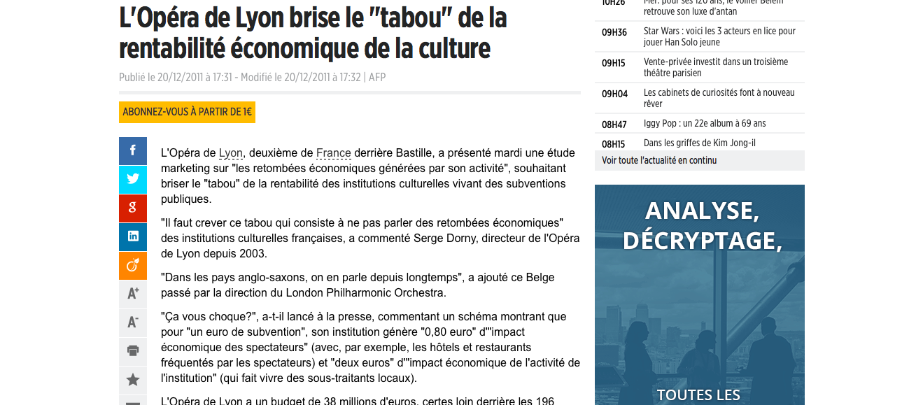 L’Opéra de Lyon voudrait casser l’image d’une « culture non rentable »