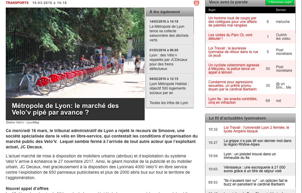 Marché public des Velo’v : la Métropole de Lyon favorise-t-elle JC Decaux ?