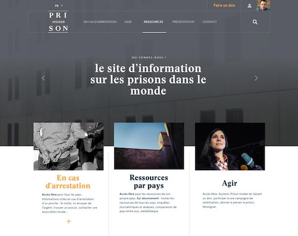 La future home page du site "Prison Insider"