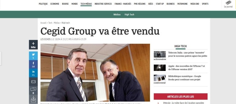 Jean-Michel Aulas vend Cegid à des fonds anglo-saxons