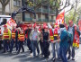 Le 17 mai, une ligne de cégétistes coupait en deux la manif. ©LB/Rue89Lyon