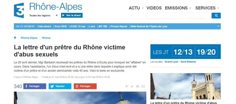 La charge d’un prêtre du diocèse de Lyon, victime de pédophilie, contre Barbarin