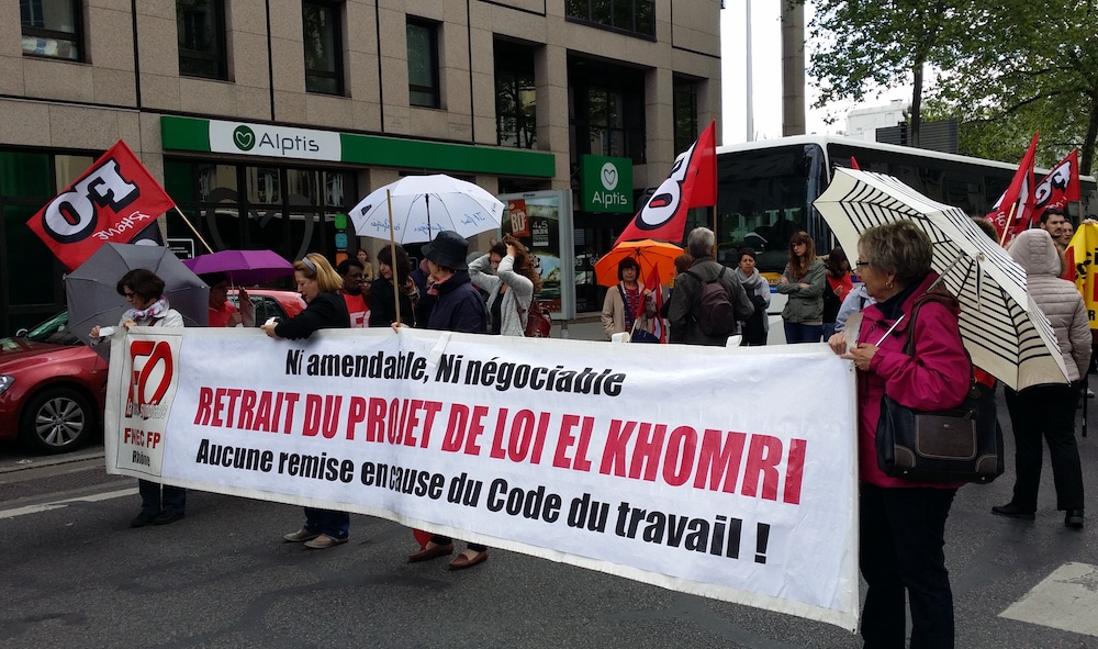 Le cortège FO était plus fourni que lors des précédentes manifestations. ©LB/Rue89Lyon