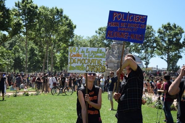 Comme pour ce 5 juillet, la manif contre la loi travail était déjà a arrivée place Maréchal Lyautey le 23 juin dernier. ©SS/Rue89Lyon