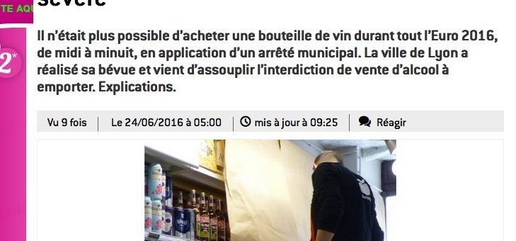 Euro 2016 : vente d’alcool à emporter, quelles interdictions à Lyon ?