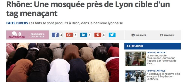 Un tag islamophobe sur la mosquée de Bron
