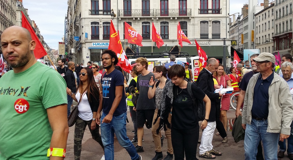 La CGT a encore fourni le gros des troupes pour cette 17ème manif contre la loi travail. ©LB/Rue89Lyon