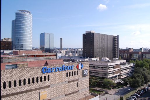 Vue du quartier de la Part-Dieu (centre commercial, bibliothèque municipale de Lyon, tour Oxygène) depuis l'immeuble Silex 1. © BE/Rue89Lyon