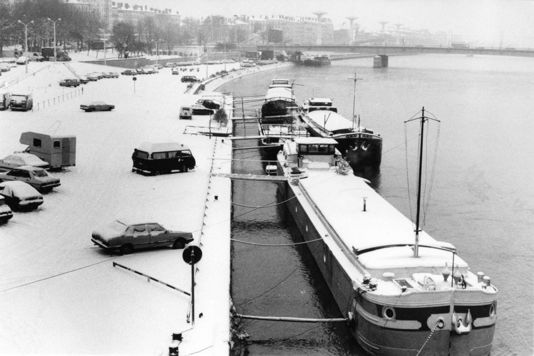 Le quai Victor-Augagneur sous la neige. Photo CC, Marcos Quinones, 13 janvier 1987, collections BML