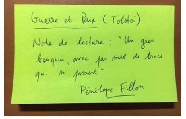 Capture d'écran du concours de fiches de lecture «comme Penelope Fillon» lancé sur Facebook. - IMPROBABLES LIBRAIRIES