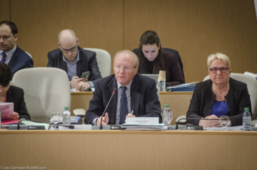 Brice Hortefeux, délégué à l'aménagement du territoire et à la solidarité avec les territoires auvergnats à l'assemblée plénière du 9 février 2017 à l'hôtel de région à Lyon. ©Léo Germain/Rue89Lyon