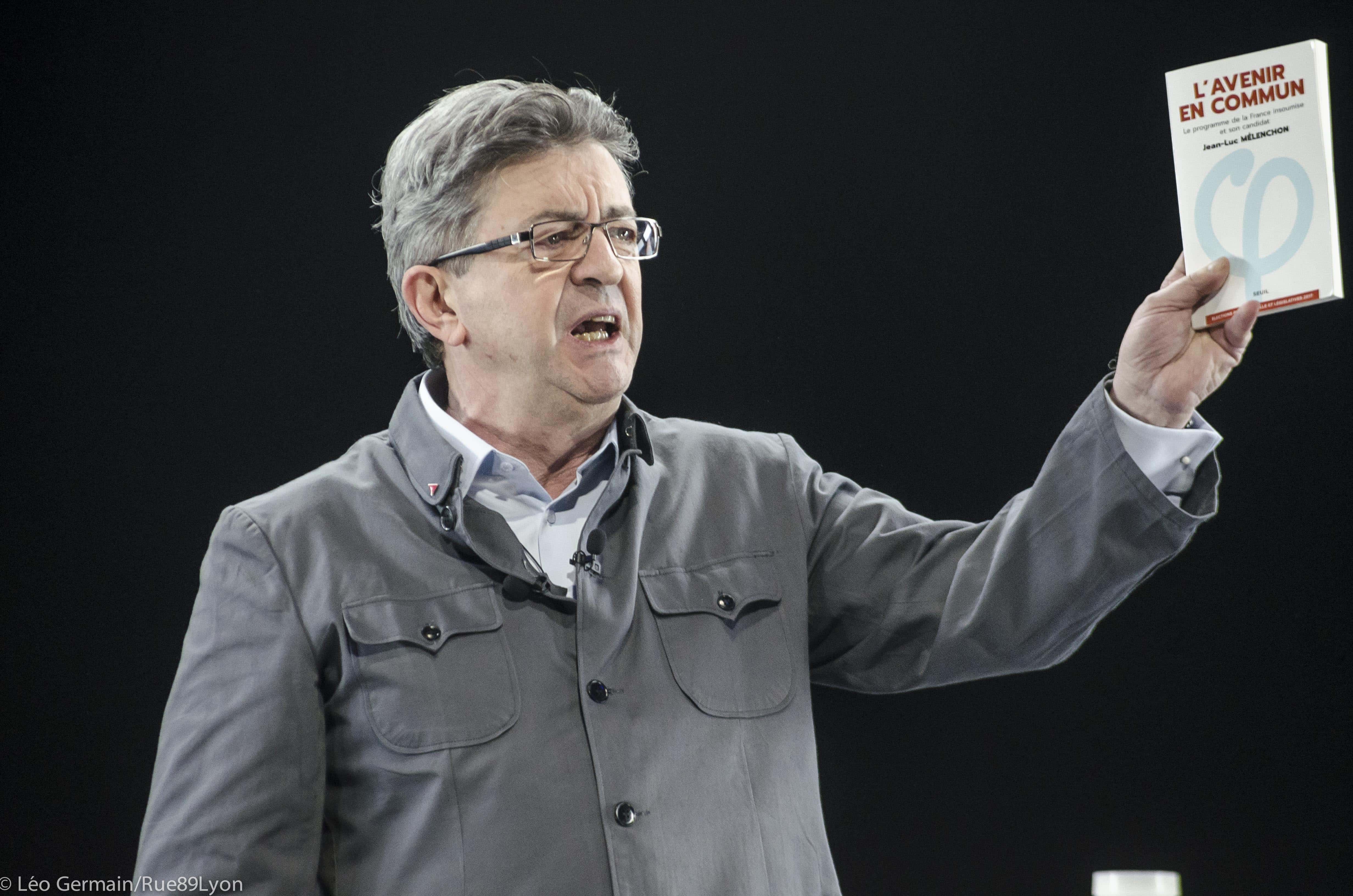 Jean Luc Mélanchon (le vrai) lors de son meeting le 5 février 2017 à Eurexpo à Lyon. ©Léo Germain/Rue89Lyon