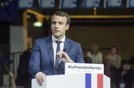 Emmanuel Macron lors de son meeting à Lyon le 4 février 2017 au palais des sports. ©Léo Germain/Rue89Lyon